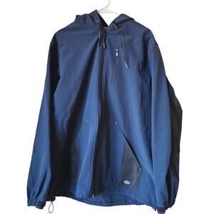Dickies Storm Jacket Mens Size XL Blue Hooded Canvas Elbow Patches Work Chore